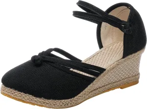 Women Shoes Sandals Platform Wedge Sandals Fashion Versatile Braided Closed Toe Wedge Sandals Woman's Wide Width