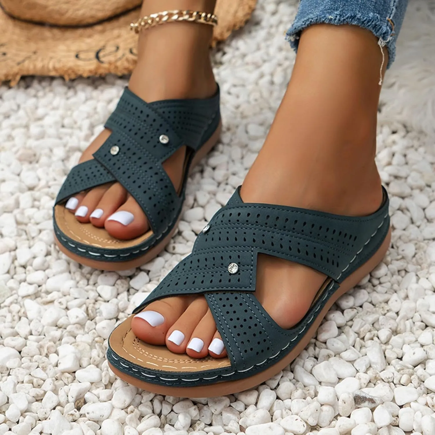 Women Slippers & Sandals Women's Shoes Summer Open Toed Wedge Sandals Stylish Shoes for Women Sandals Comfortable