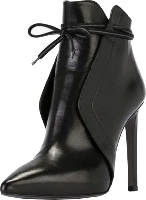 Women Stiletto Heels Ankle Boots 2022 Fall Fashion Pointed Toe Lace Up Back Zipper Thin High Heel Booties Solid Casual Comfy Ladies Leather Shoes