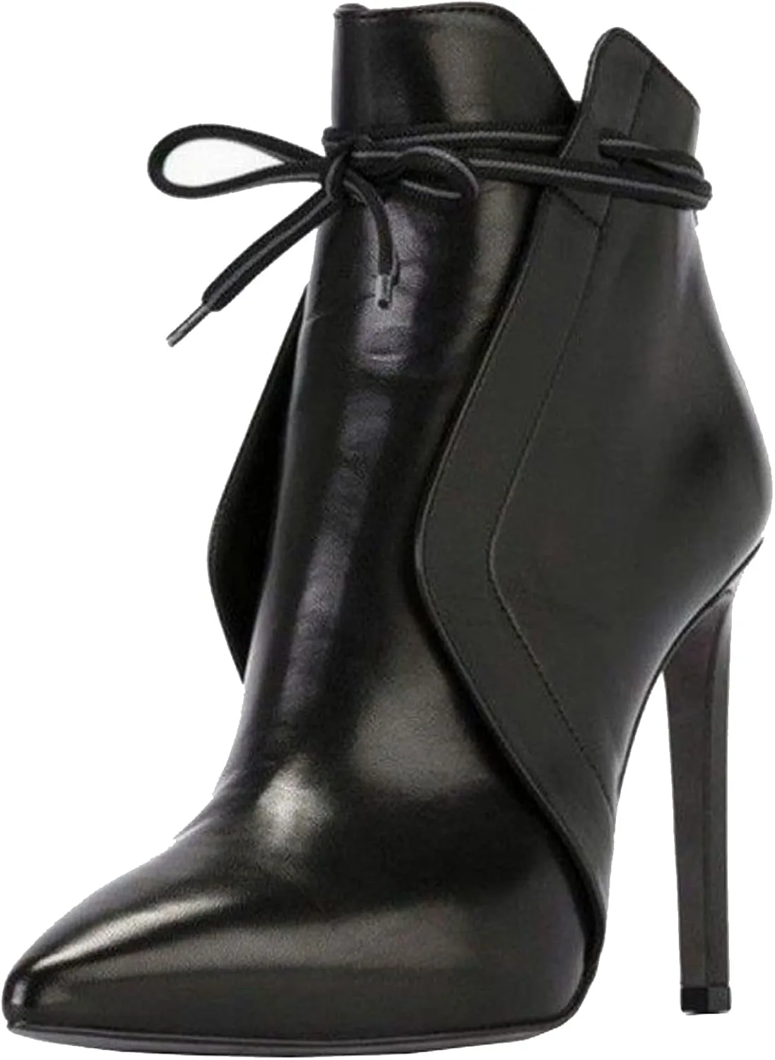 Women Stiletto Heels Ankle Boots 2022 Fall Fashion Pointed Toe Lace Up Back Zipper Thin High Heel Booties Solid Casual Comfy Ladies Leather Shoes