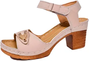 Women Summer High Heel Sandals Open Toe Strappy Dressy Casual Comfortable Breathable Fashion Footwear for Outing