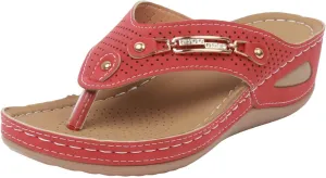 Women's Arch Support Flip Flops Summer Low Wedges Womens Comfortable Open Toe Sandal Beach Sandals for Women