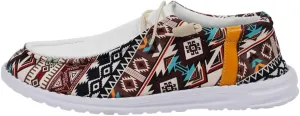 Women's Comfortable Dudes Wendy Aztec Print Lace-up Loafers Orthopedic Ultralight Canvas Boat Casual Shoes with Arch Support