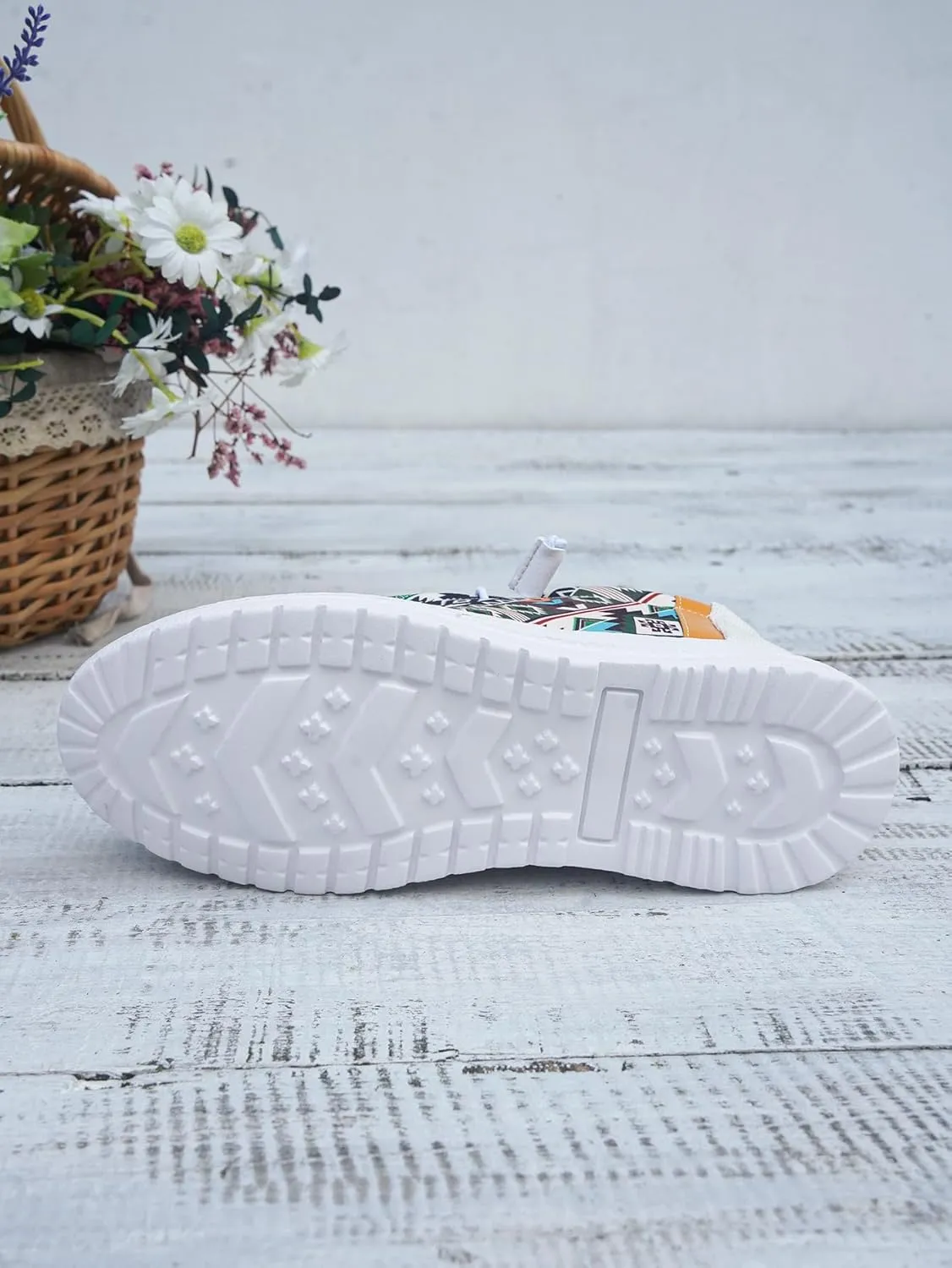 Women's Comfortable Dudes Wendy Aztec Print Lace-up Loafers Orthopedic Ultralight Canvas Boat Casual Shoes with Arch Support