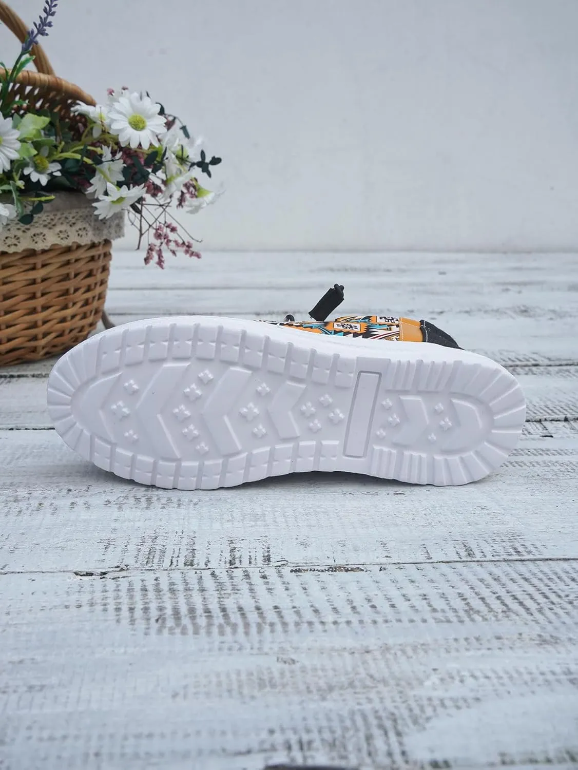 Women's Comfortable Dudes Wendy Aztec Print Lace-up Loafers Orthopedic Ultralight Canvas Boat Casual Shoes with Arch Support