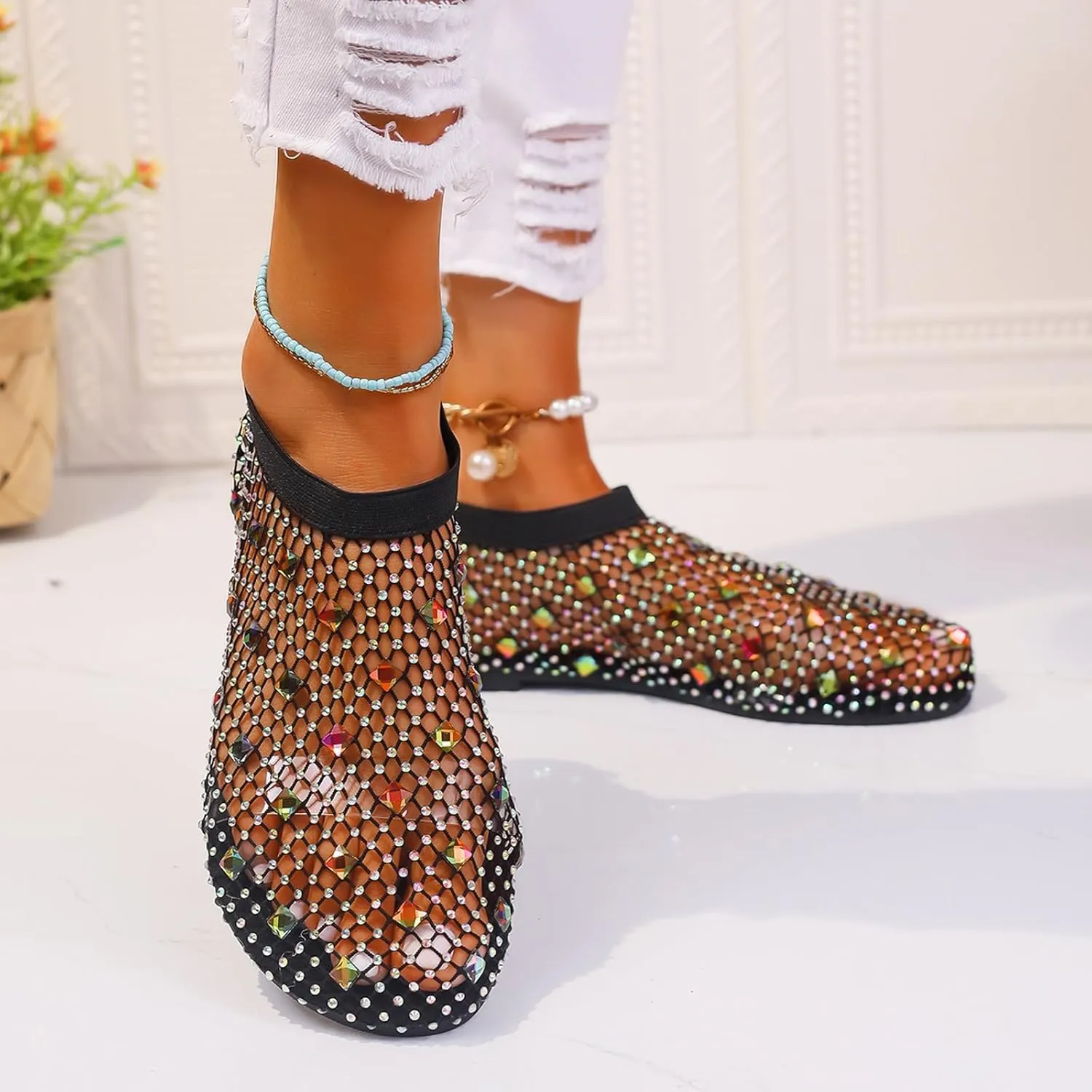Women's Elastic Ankle Strap Flat Sandals Adjustable Casual Fisherman Cool Shoes Versatile Sandals for Women