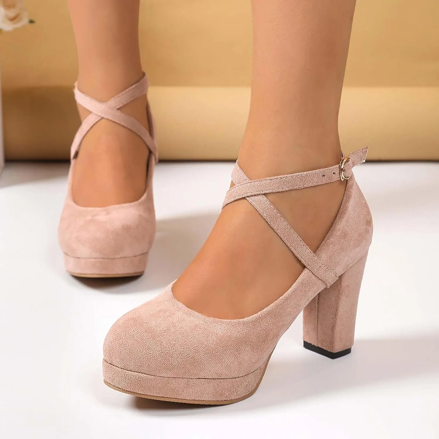 Women's Elegant High Heels Pointed Toe Dress Shoes for Ladies Comfortable Chunky Heel Party Wedding Wear Spring
