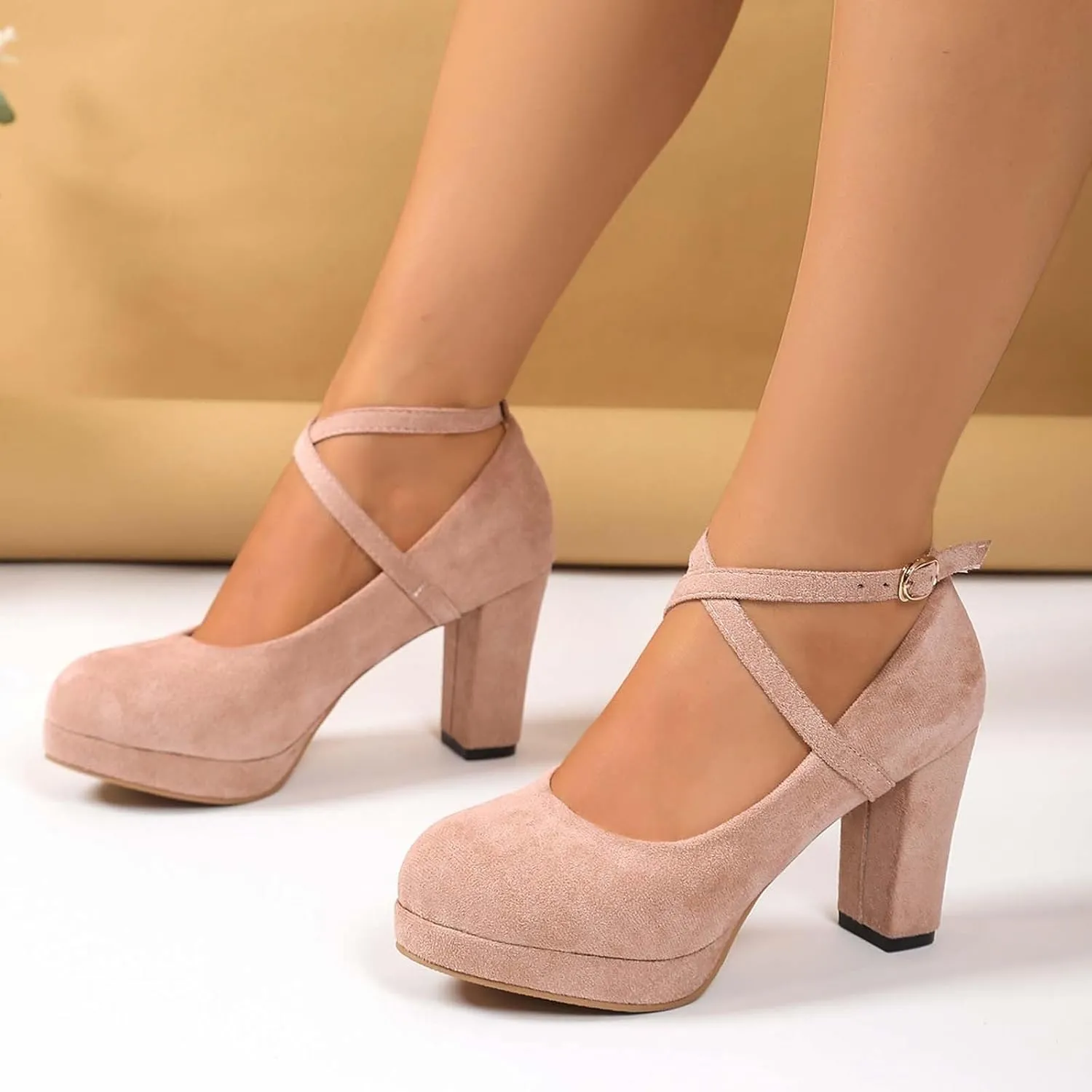 Women's Elegant High Heels Pointed Toe Dress Shoes for Ladies Comfortable Chunky Heel Party Wedding Wear Spring