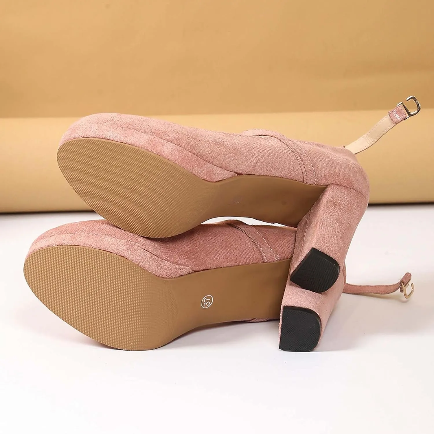 Women's Elegant High Heels Pointed Toe Dress Shoes for Ladies Comfortable Chunky Heel Party Wedding Wear Spring