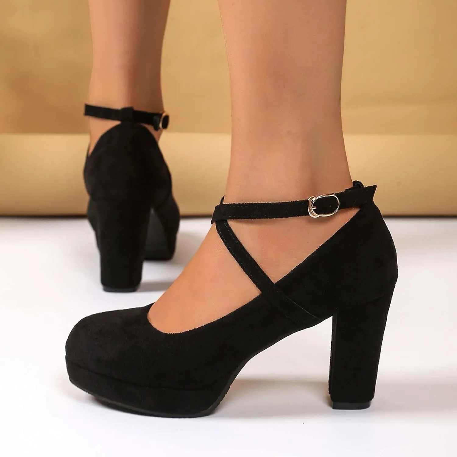Women's Elegant High Heels Pointed Toe Dress Shoes for Women Comfortable Chunky Heel Party Wedding Wear Spring