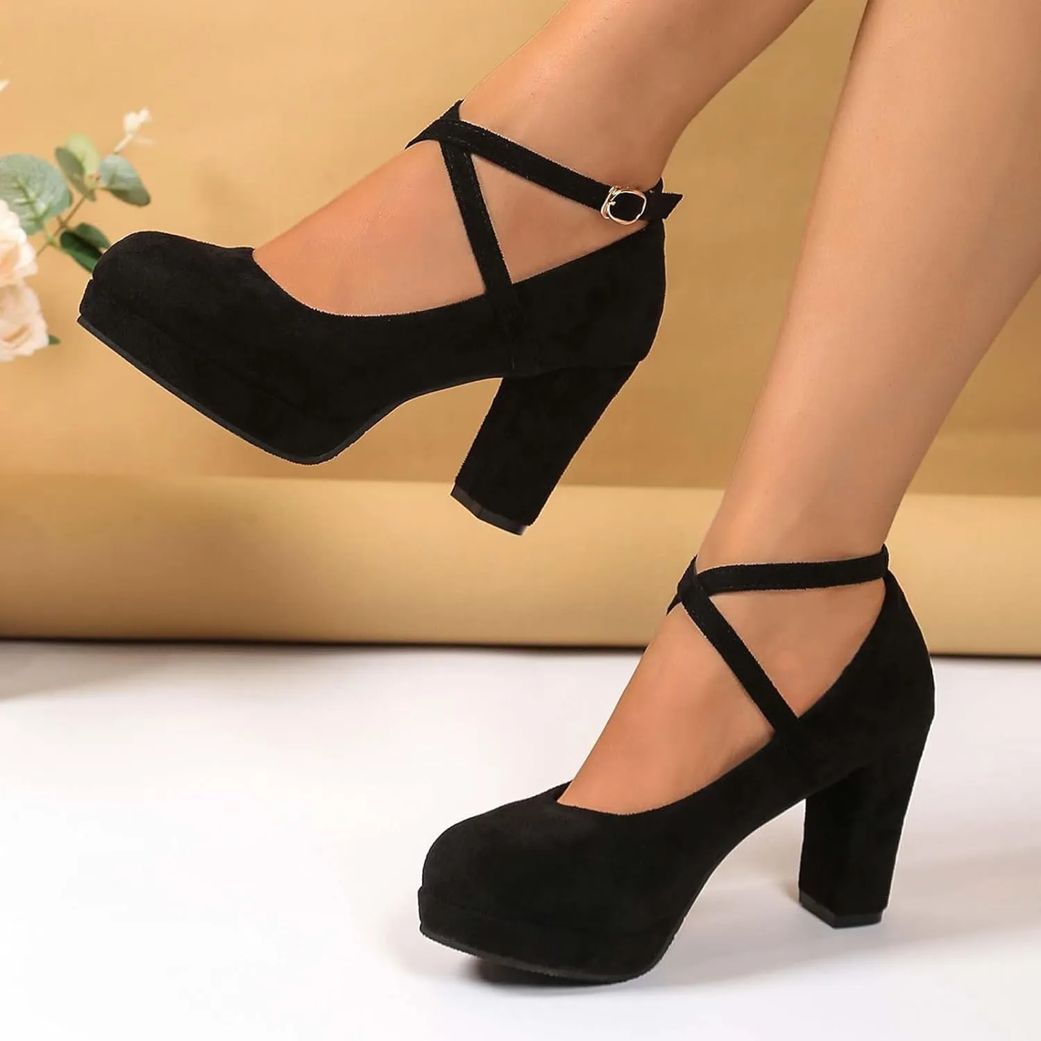 Women's Elegant High Heels Pointed Toe Dress Shoes for Women Comfortable Chunky Heel Party Wedding Wear Spring