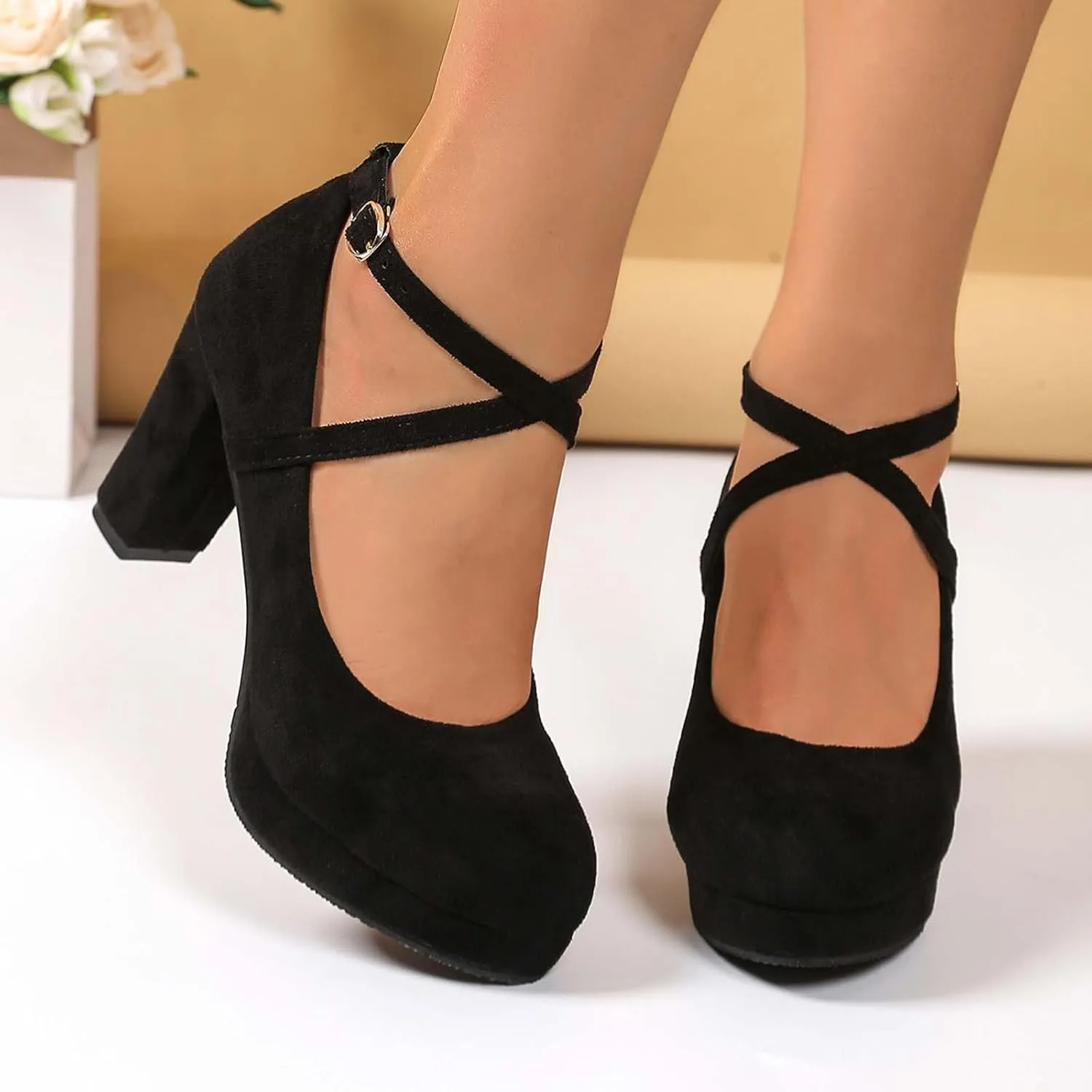 Women's Elegant High Heels Pointed Toe Dress Shoes for Women Comfortable Chunky Heel Party Wedding Wear Spring