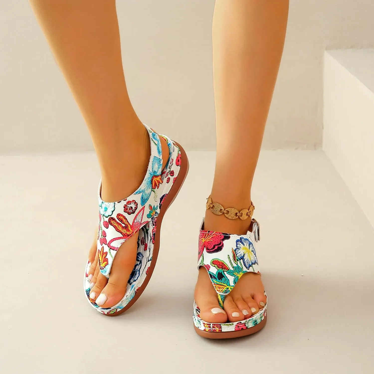 Womens Flip Flops Flat Sandals for Women Beach Graphic Work Spring Casual Summer Flip Flops Ladies Orthopedic Shoes