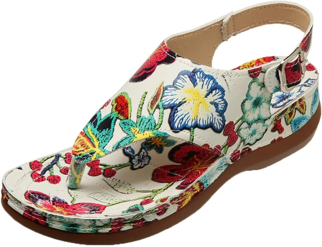 Womens Flip Flops Flat Sandals for Women Beach Graphic Work Spring Casual Summer Flip Flops Ladies Orthopedic Shoes