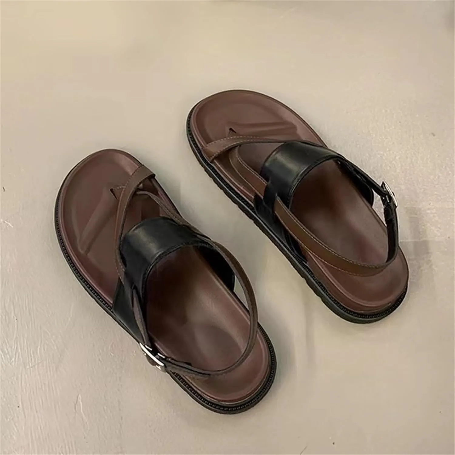 Womens Flip Flops Leather Flip Flops For Women Arch Support Sandals Women's Breathable Walking Sandals Womens