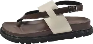 Womens Flip Flops Leather Flip Flops For Women Arch Support Sandals Women's Breathable Walking Sandals Womens