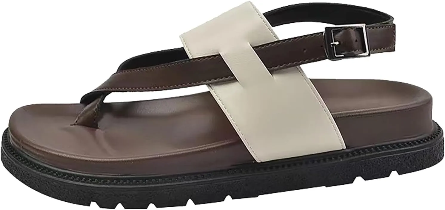 Womens Flip Flops Leather Flip Flops For Women Arch Support Sandals Women's Breathable Walking Sandals Womens
