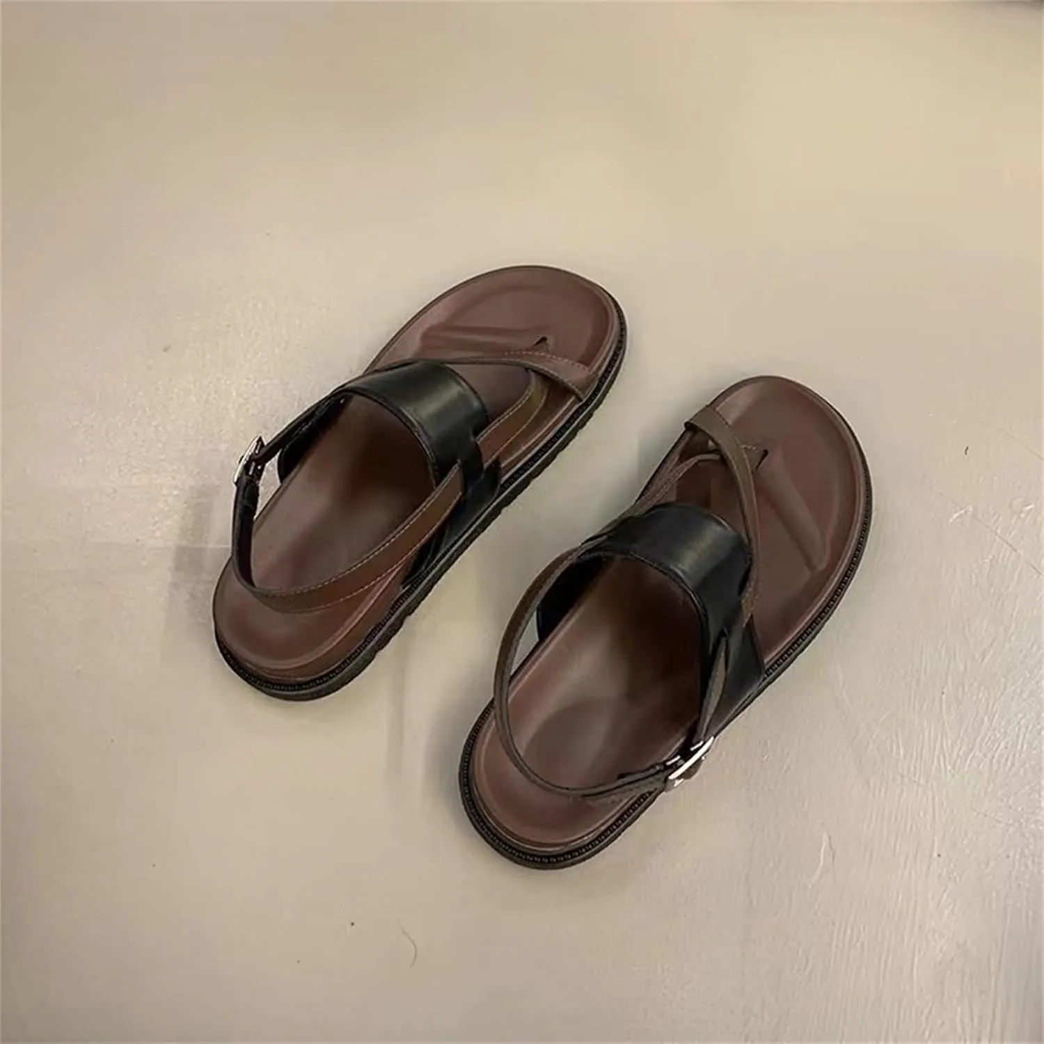 Womens Flip Flops Leather Flip Flops For Women Arch Support Sandals Women's Breathable Walking Sandals Womens