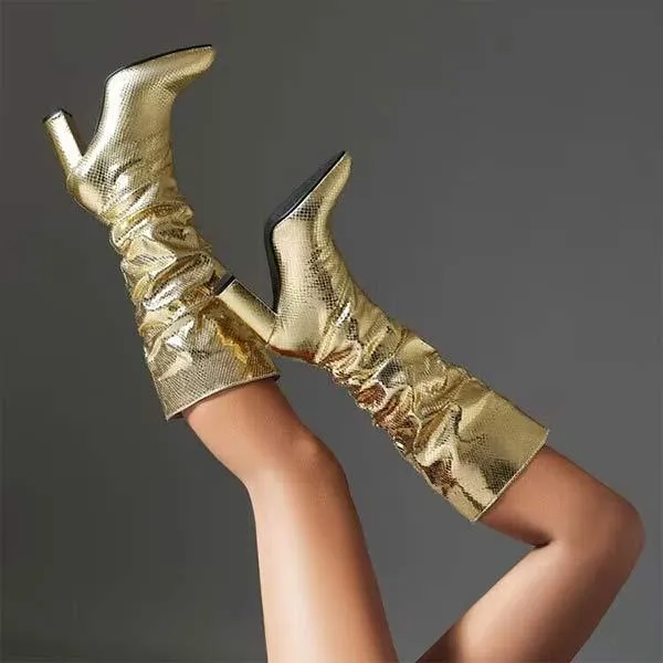 Women's Glossy Fashion Knee-High Boots 40348599C