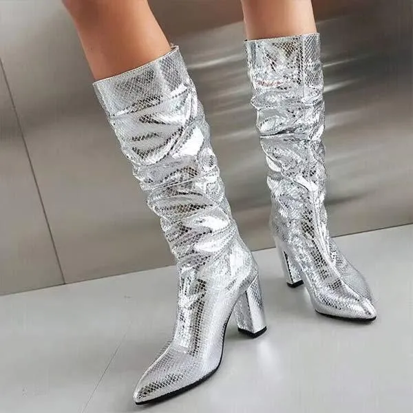 Women's Glossy Fashion Knee-High Boots 40348599C