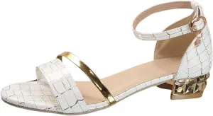 Women's Heeled Sandals Fashionable And Versatile Thick Heel Single Strap Pattern Women's Shoes Low Heel Casual And