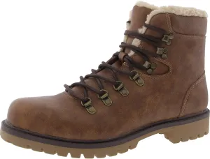 Womens Kyson Faux Leather Cozy Winter & Snow Boots