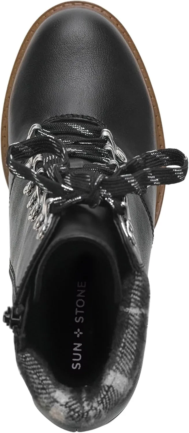 Womens Octavia Faux Leather Ankle Combat & Lace-up Boots