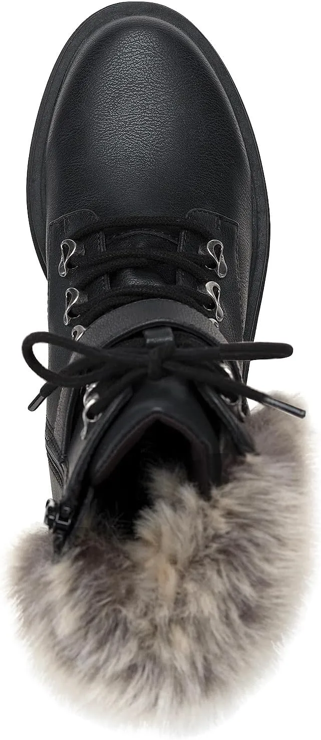 Womens Orlenaa Faux Leather Lugged Sole Combat & Lace-Up Boots