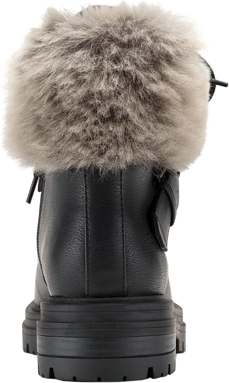 Womens Orlenaa Faux Leather Lugged Sole Combat & Lace-Up Boots