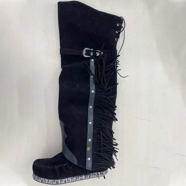Women's Over The Knee Tassel Rivet Flat Boots 31939067C