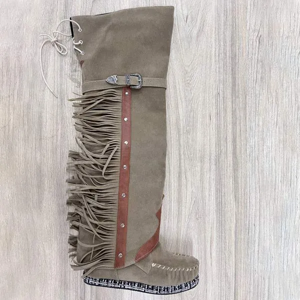 Women's Over The Knee Tassel Rivet Flat Boots 31939067C
