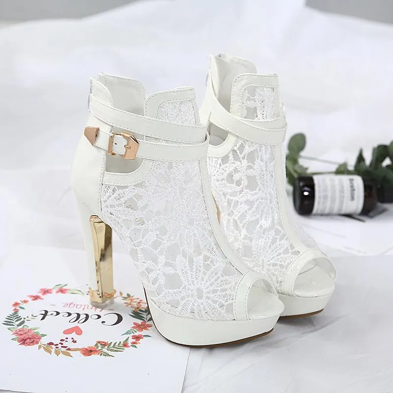 Women's peep toe platform high heels sandals for party