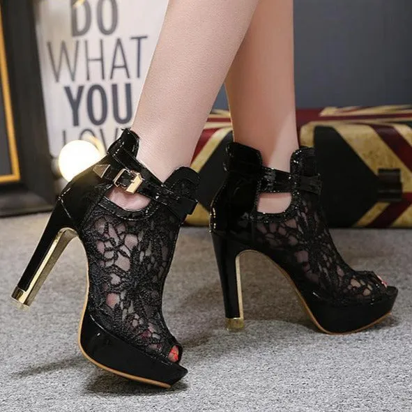 Women's peep toe platform high heels sandals for party