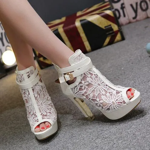 Women's peep toe platform high heels sandals for party