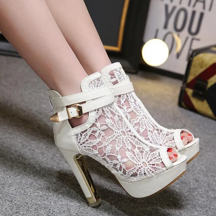 Women's peep toe platform high heels sandals for party