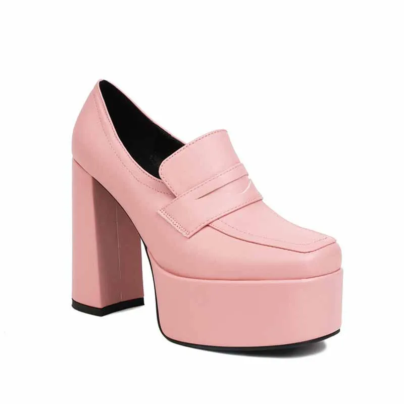 Womens Platform Pumps Chunky Block High Heels Slip on Wedge Pumps