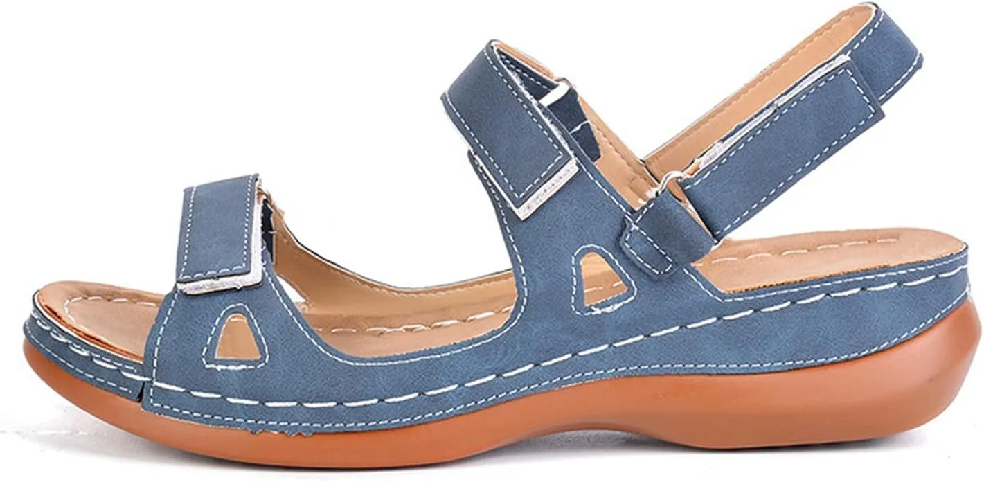 Women's Platform Wedge Sandals Adjustable Ankle Strap Summer Open Toe Arch Support Orthopedic Sandals