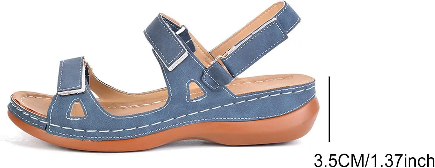 Women's Platform Wedge Sandals Adjustable Ankle Strap Summer Open Toe Arch Support Orthopedic Sandals