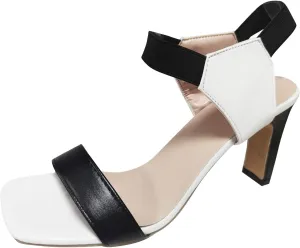 Women's Pumps High Block Chunky Heels Square Toe Ankle Strap Dress Shoes Slip On Open Toe Slingback Casual Sandal