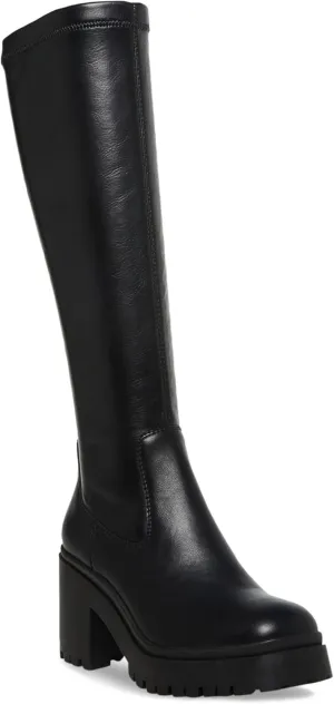 Womens Ria Lug Sole Faux Leather Knee-High Boots
