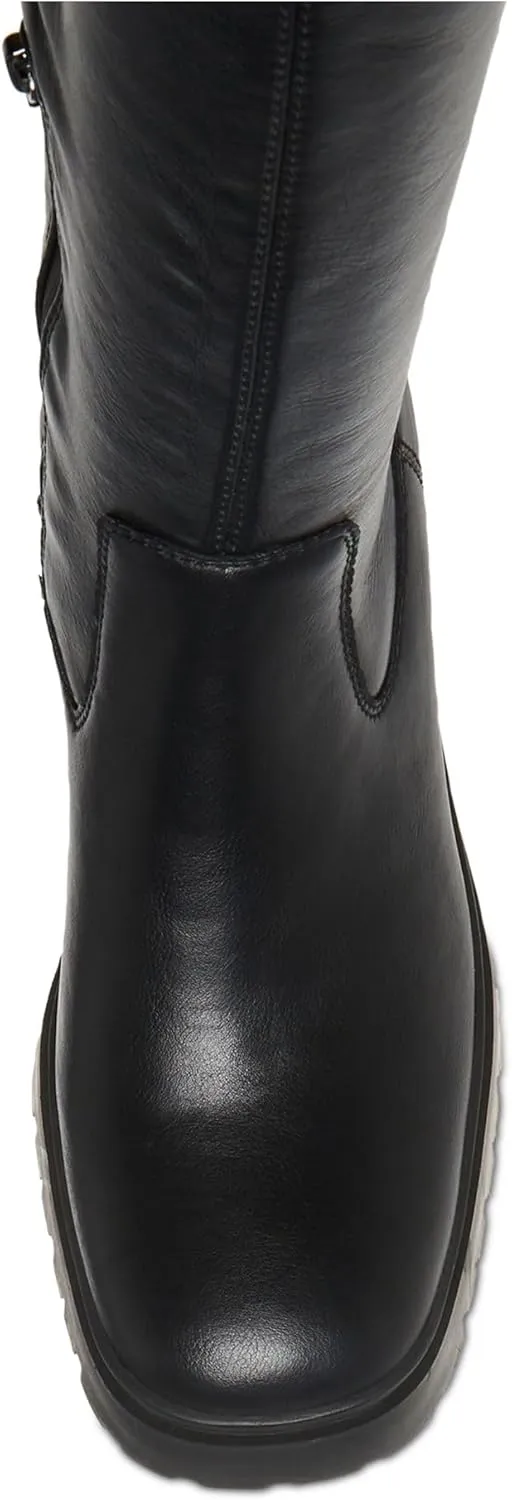 Womens Ria Lug Sole Faux Leather Knee-High Boots