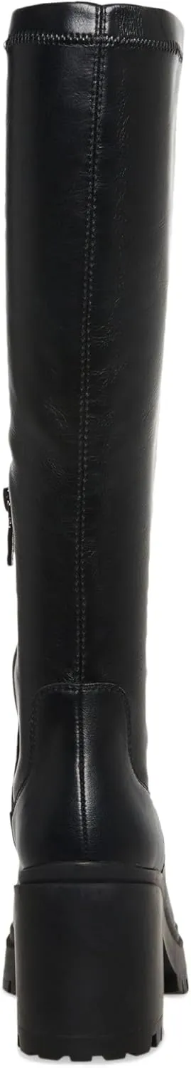 Womens Ria Lug Sole Faux Leather Knee-High Boots