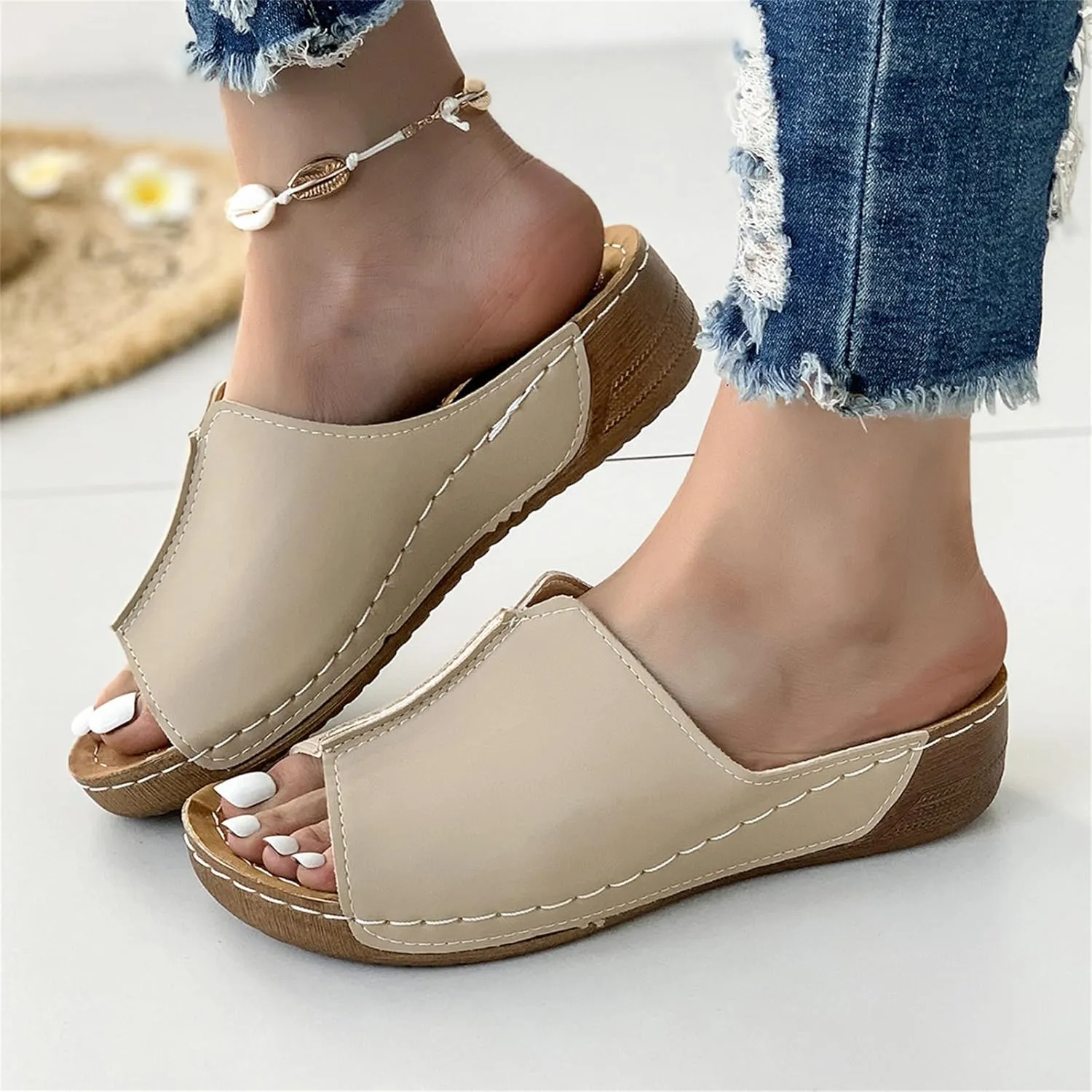 Women's Sandals Comfortable Cute Arch Support Orthotic Flip Flops Walking Dressy Summer Beach Orthopedic Slippers