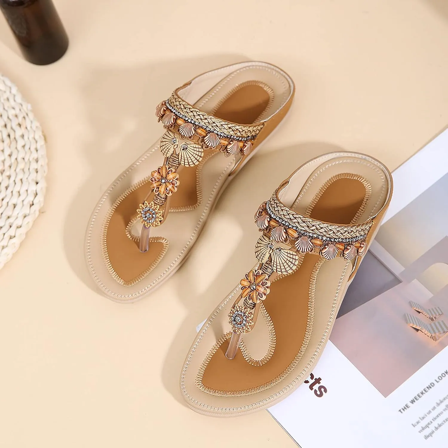 Womens Sandals Flip Flops For Women With Arch Support Comfort Slip On Casual Bohemia Beach Sandal Women Sandals