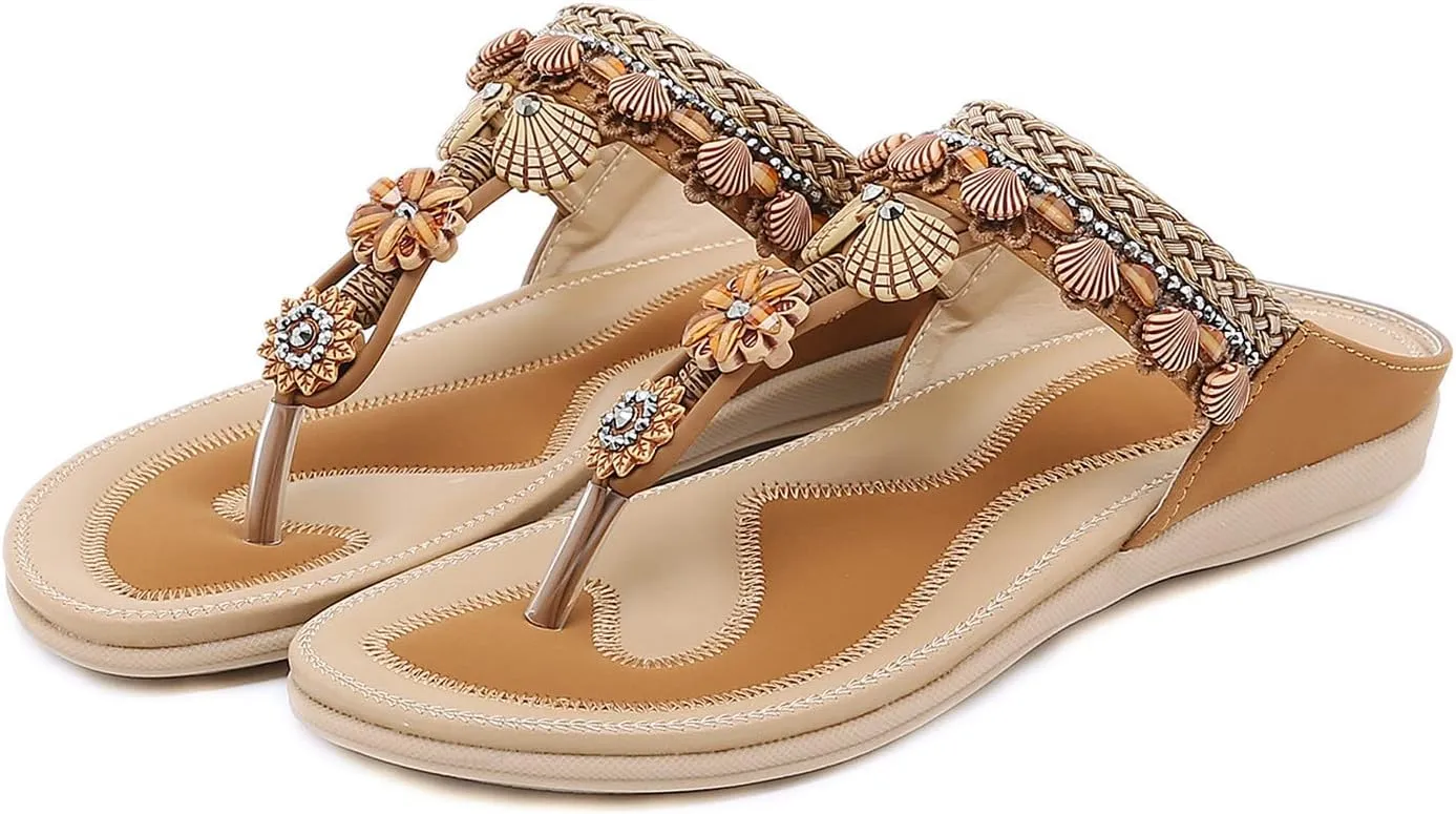 Womens Sandals Flip Flops For Women With Arch Support Comfort Slip On Casual Bohemia Beach Sandal Women Sandals