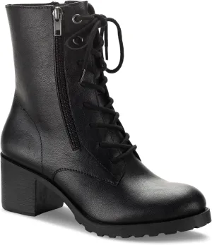 Womens Sheilaa Zipper Faux Leather Combat & Lace-Up Boots