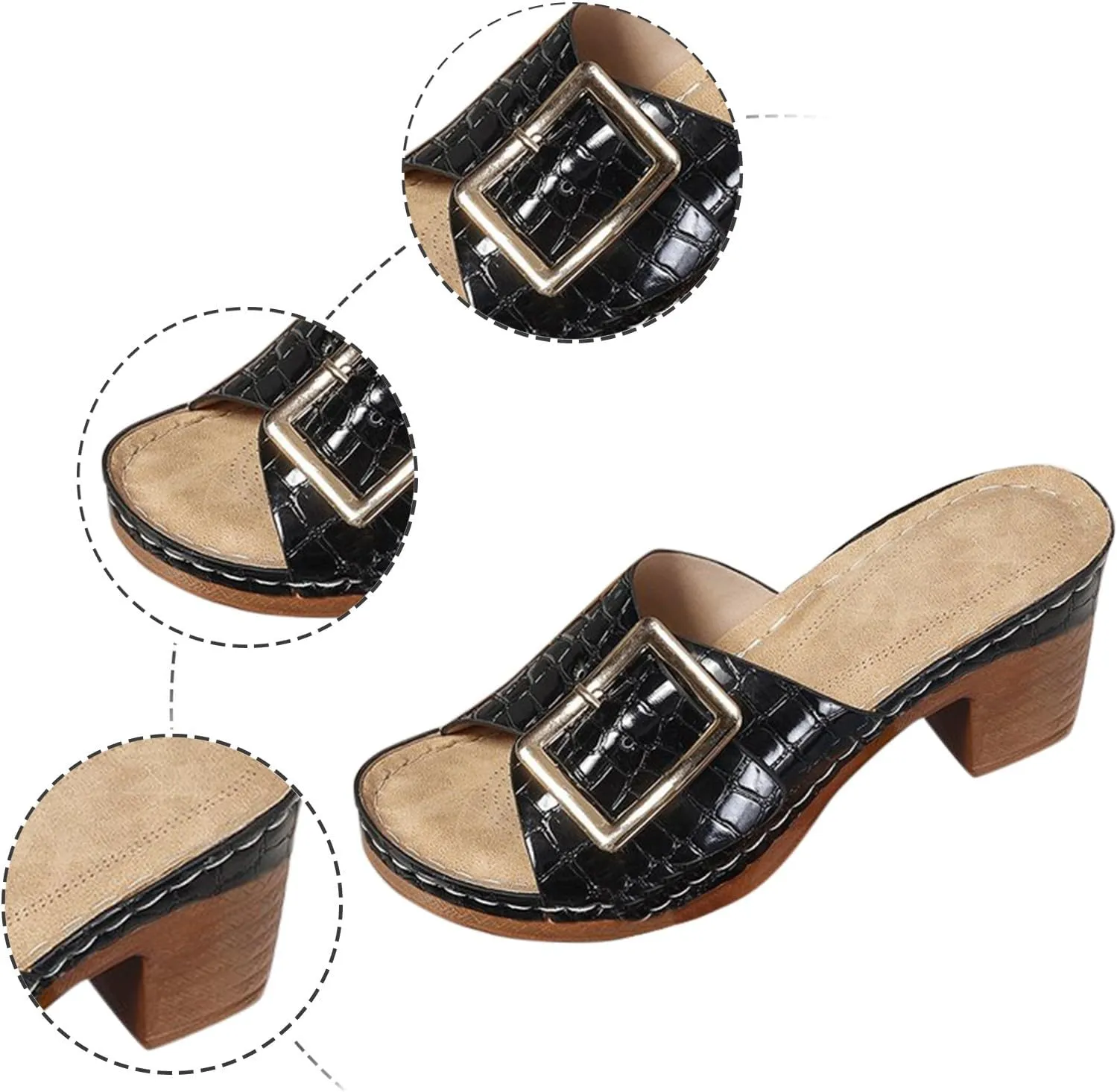 Women's Summer Fashion Open Toe Wedge Sandals With Leather Top Sandals Beach Outing Women's Sandals Size 9 Wide Width