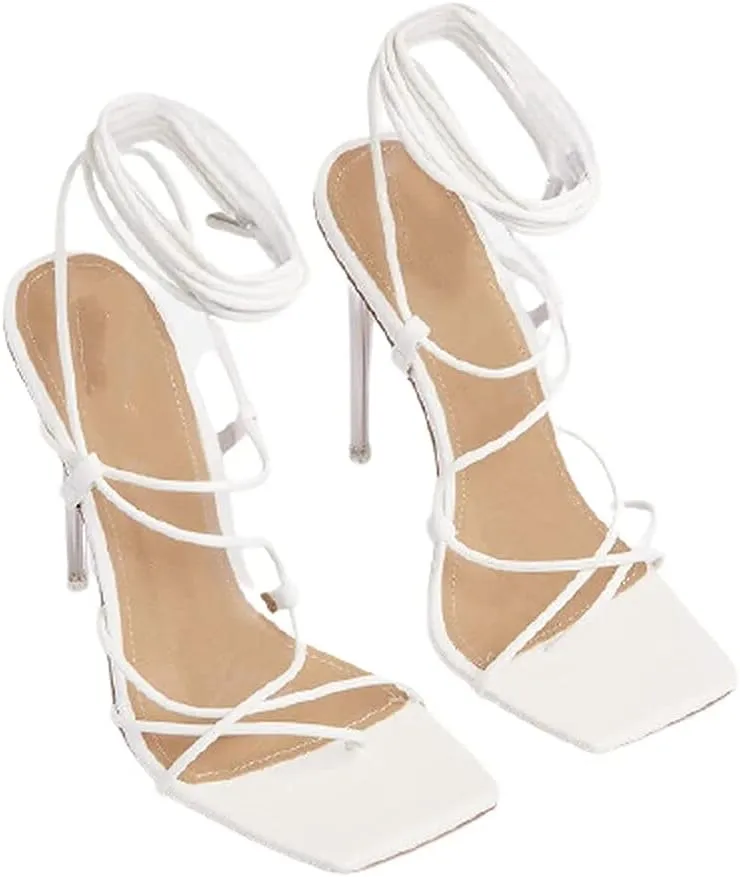 Women's Thong Sandals Lace Up Strappy High Heels