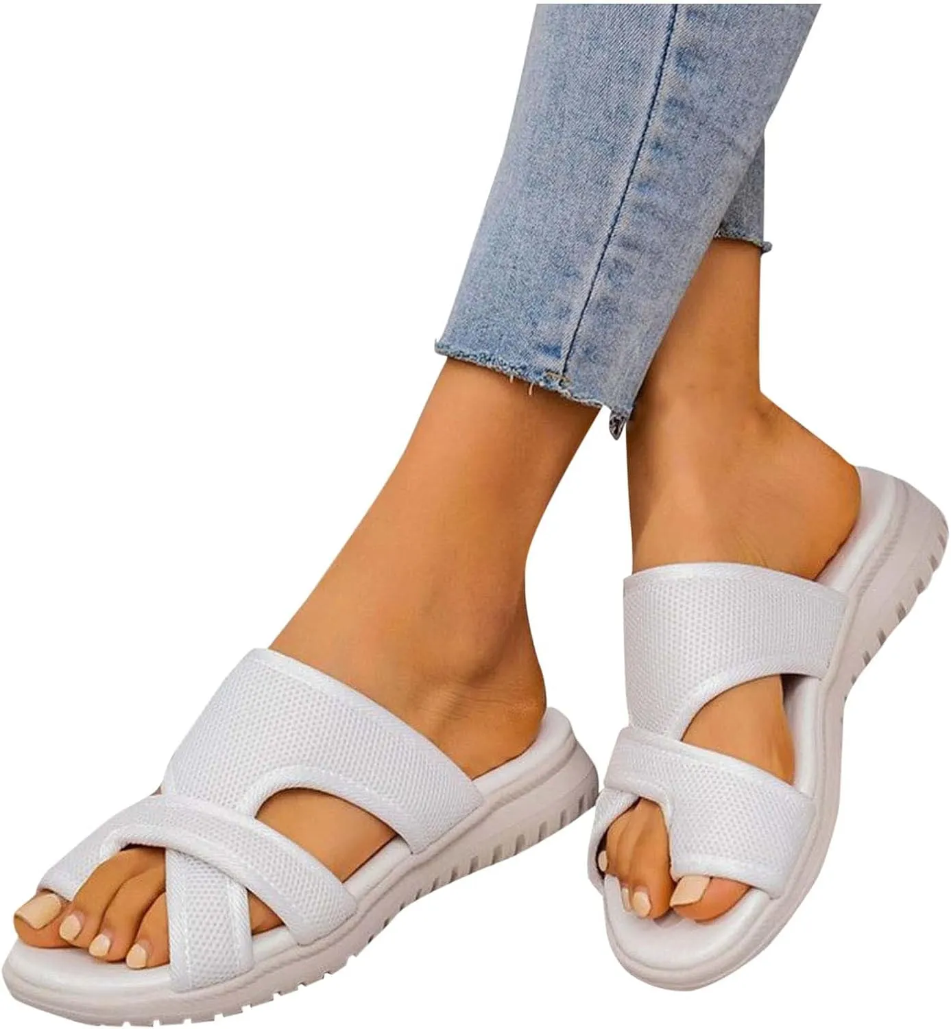Women's Walking Flip Flops 2025 Summer Athletic Sandals Orthopedic Arch Support Comfy Mesh Slip On Soft Sole Thong