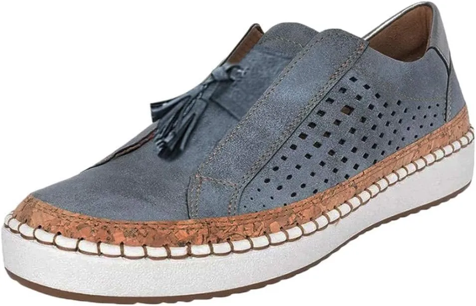 Womens Walking Shoes Comfortable Loafers Breathable Mesh Sneakers Comfort Wear Orthowear Shoes Slip On Tassel Loafers Canvas Comfy Sneakers Women Lightweight Going Out Flats Casual Footwear 2025